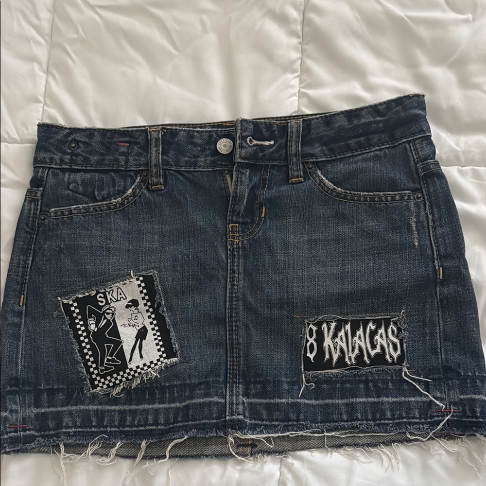 Denim Mini Skirt with Patches